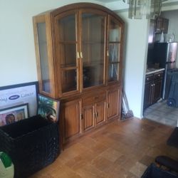 The China Cabinet Has A Table That Match The China Cabinet Is Two Pieces 