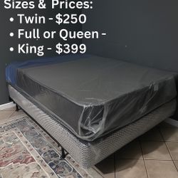 Queen Mattress • Box Spring • Bed Frame (Rails)  📦  🚚 Same Day Delivery