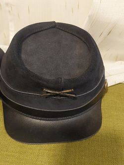 Vintage Civil War Military Cross Rifles Union Blue Leather
