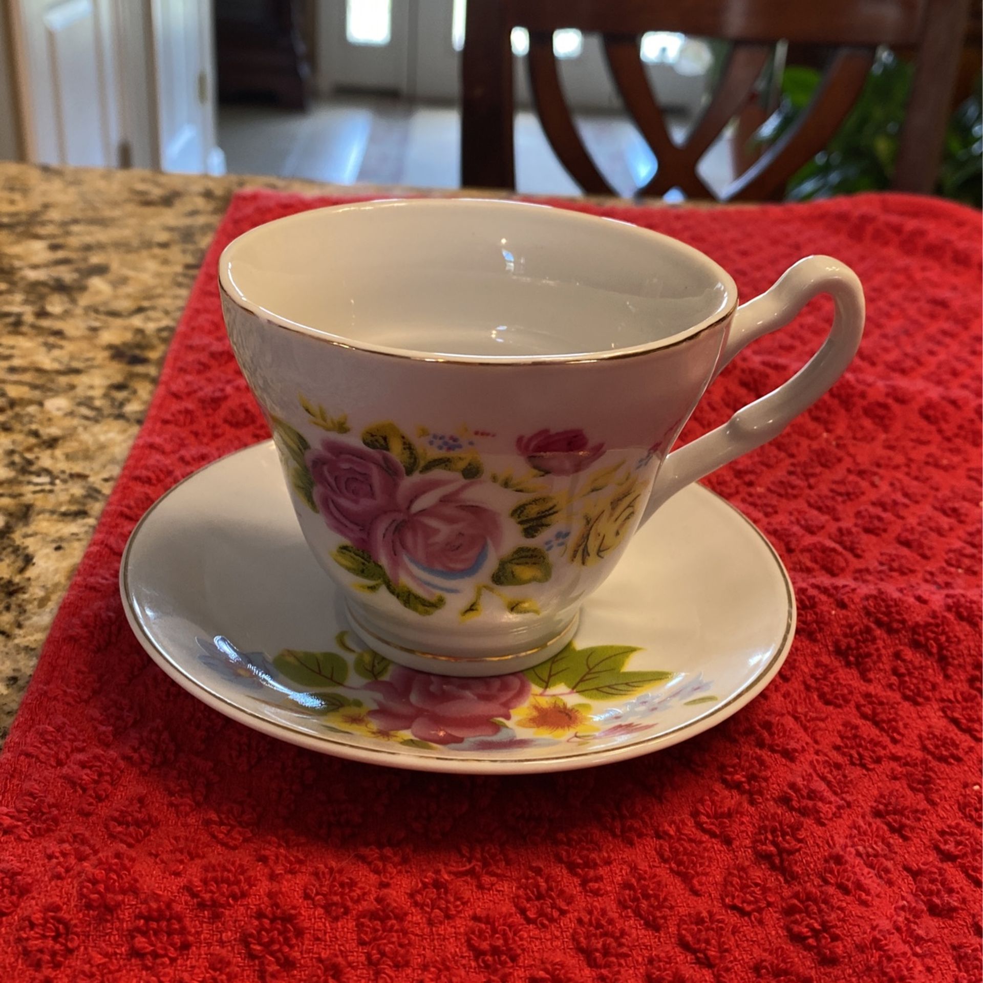 Flower Coffee Or Tea Cup With Plate