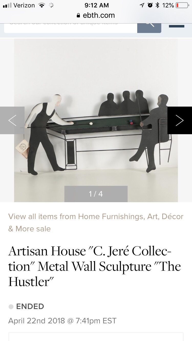 Artwork - artisan house “The Hustler” metal wall sculpture