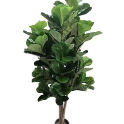 AMERIQUE Gorgeous & Dense 5' Fiddle Leaf Fig Tree Artificial Silk Plant with UV Protection, with Nursery Plastic Pot, Feel Real Technology, Super Qual