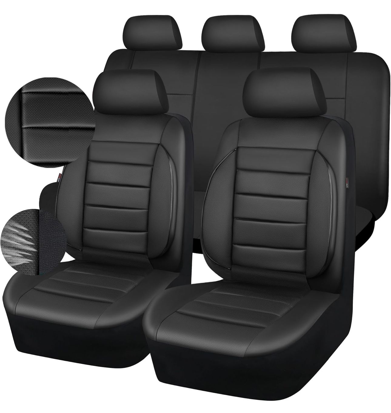 5 Seat Leather Car Seat Covers Full Set Universal Water Resistant