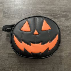 Original Black And Orange Love Pain & Stitches Leather Pumpkin Bag. 