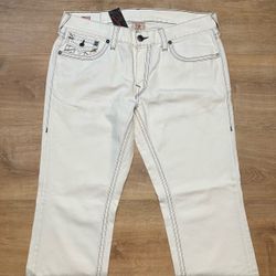 True Religion Ricky Super T White Black Stitch Jeans NWT RARE AUTHENTIC Mens 36