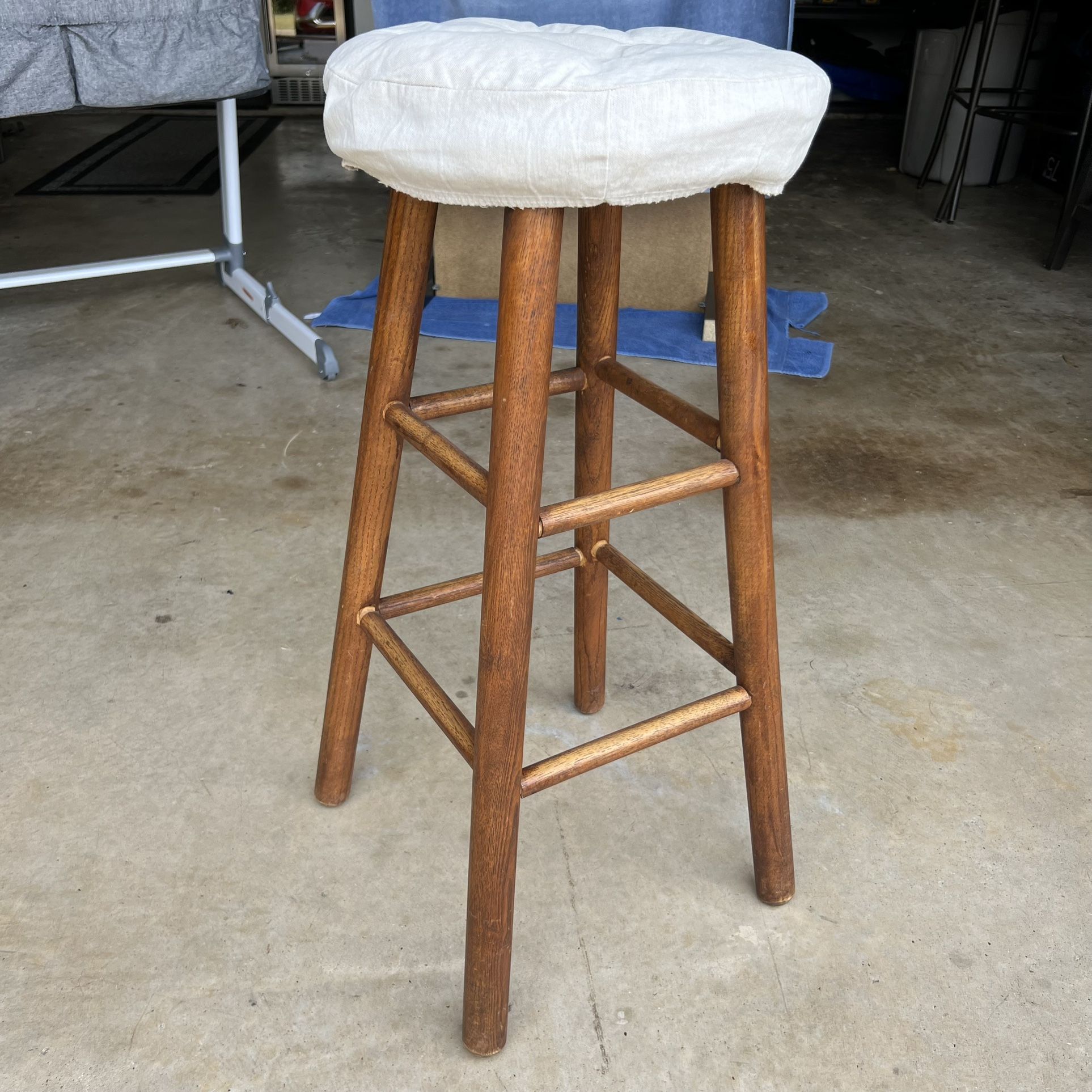 Sturdy Wooden Barstool with Seat pad, 30 Inches Tall