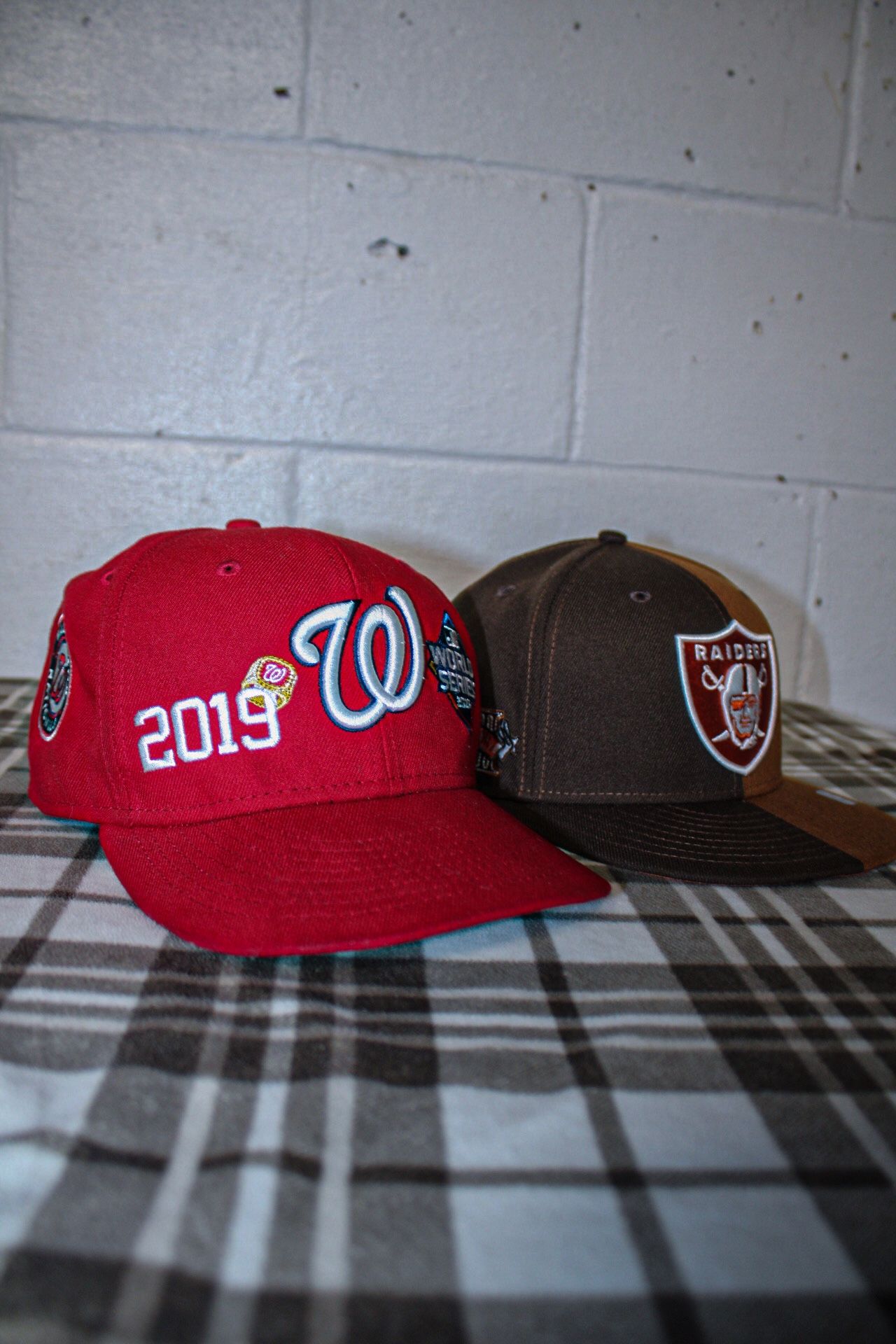 Red Washington Nationals and Brown Raiders Hat