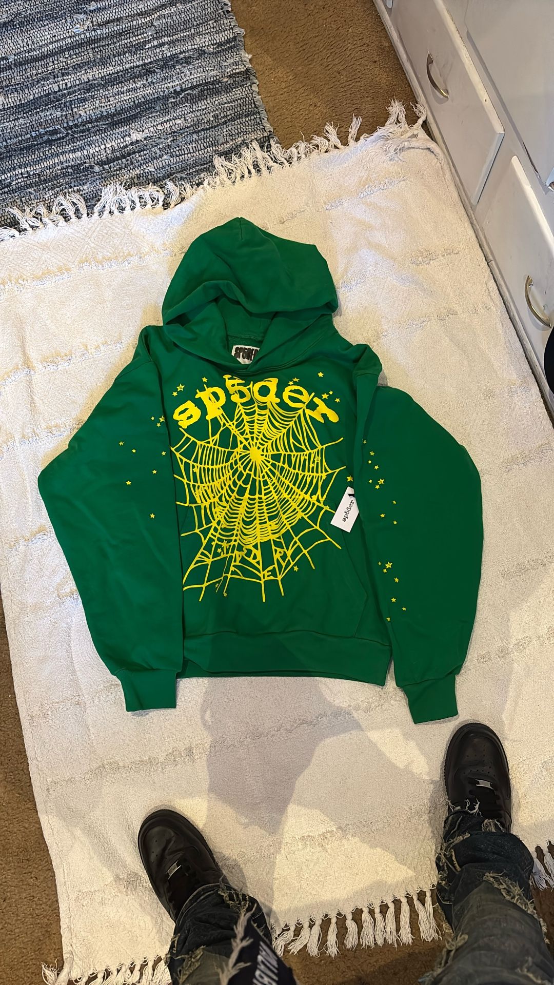 Yellow On Green Spider Hoodie