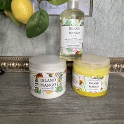 Brand New Ancient Cosmetics Island Mango Body Care Set – Body Butter, Scrub & Oil $35 for the full set (retail is ~$50+shipping) 🥭 