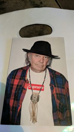 Supreme Neil Young box logo shirt portrait sticker.