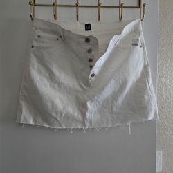 GAP White Denim Button Front Mini Skirt Size 32/14