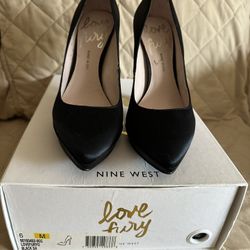 Love Fury Black Satin Heels