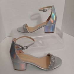 Betsey Johnson SB-Skyla Embellished Holographic Sandal Heels Size 7M