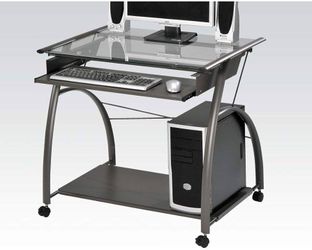 Acme Vincent 3-Tier Computer Desk w/ pull out Keyboard Tray, bottom shelf, and lockable wheels