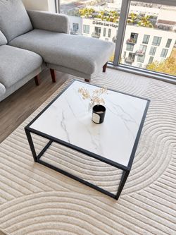 Modern Square Coffee Table 31.5” - Black and White Marble