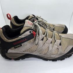 Merrell Alverstone Waterproof Hiking Boots Mens 9 Brown Suede Boulder Trail Shoe