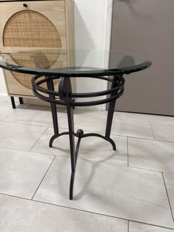 Glass metallic Side Table - Dark Gray Metal Stand