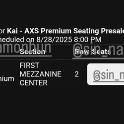 Kim Jongin EXO Kai Kaion Concert Ticket