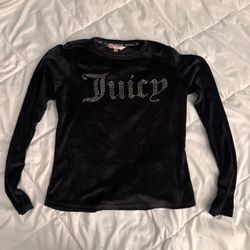 Juicy Couture Black Velour Long Sleeve Top S