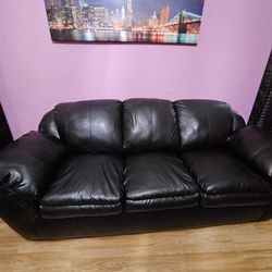 Black Two Piece Leather Couch Set 