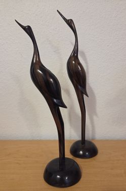 2 Wooden Heron Statues