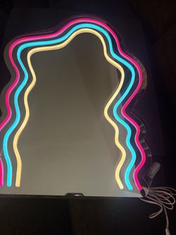 Wavy Led Neon Wall Mirror