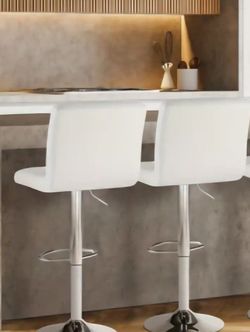 2 NEW White PU Leather Bar Stools