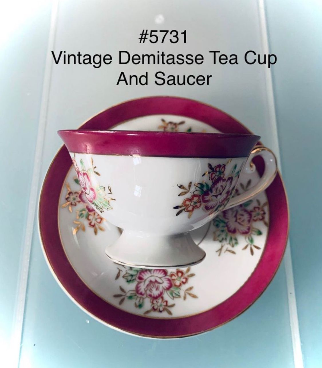 Vintage Demitasse Cup and Saucer 4 1/2” x 2 1/2” #5731