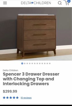 Spencer 3 dresser drawer with changing top