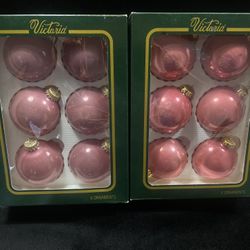 The Victoria Collection Glass Vintage Christmas Ornaments Mauve 2 6 Pack Sets