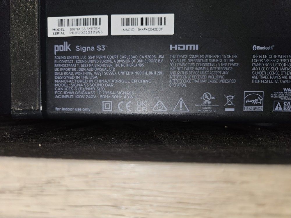 Polk Sound Bar And Woofer