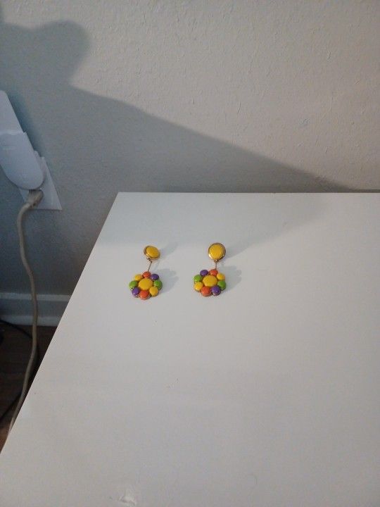 Boho Bead Flower Earrings Colorful Flower Beaded Dangle Earrings Vintage Rainbow Bead Drop Earrings Personalized Flower Bead Stud Earrings Jewelry for