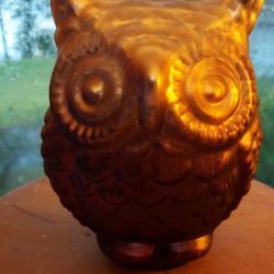 Reflective Glass Owl Figurine Ombre Brown 5" Tall