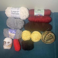 Lot of miscellanies yarn - Red, Yellow, Grey, White, Brown, Black 