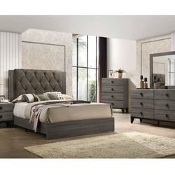 4- Pc Bedroom set Dresser,Mirror  Nightstand (1) Queen size bed frame  Not including Mattress and Box Sp