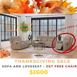 Set De Sofa Reclinable 🆓 Free Chair 