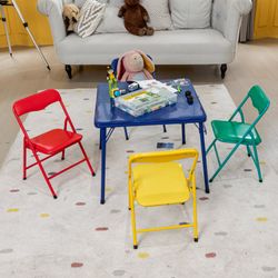 Homy Casa Page 5PC Small Foldable Set with 4 Assorted Colors Chairs