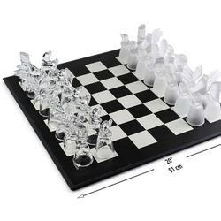 chess board set large Traditional Glass Chess Set Board Drinking Game 20''X 20''