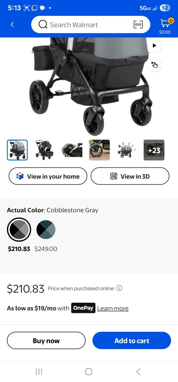 Monbebe Everyday Outings Wagon Stroller, Cobblestone Grey, Toddler, Unisex