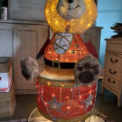 Christmas circus Theme Teddy Bear Sitting On Drum Top Hat.  One Of A Kind Adorable!!