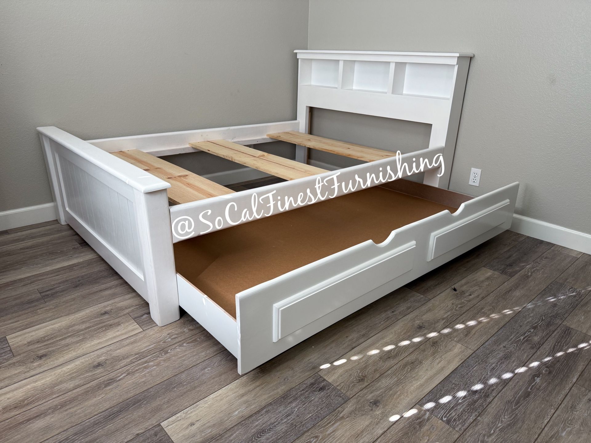 White Full Bed With Trundle