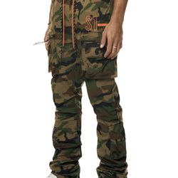 Men’s Camo Stacked Jogger Pants Smoke Rise Collection Sizes Small To XL 