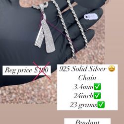 925 Plata Cadena Y Dije 