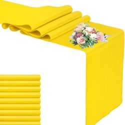 10 Pack Satin Table Runner Yellow 12 x 108 Inch Long,Satin Silk Table Runner for Wedding,Birthday Party and Banquet(Yellow,10 Pack)