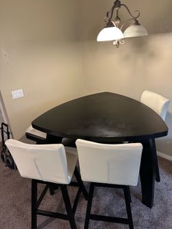 Black & White Counter Height Dining Set w/ Bench & 4 Chairs