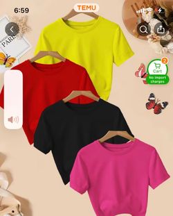 4pcs Women's Solid Color Short-Length Round Neck T-Shirts - Minimalist Casual Solid Color Suitable for, Layering & Casual Attire - Machine Washable So