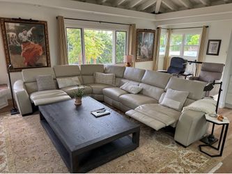 Leather Sectional Sofa, light gray