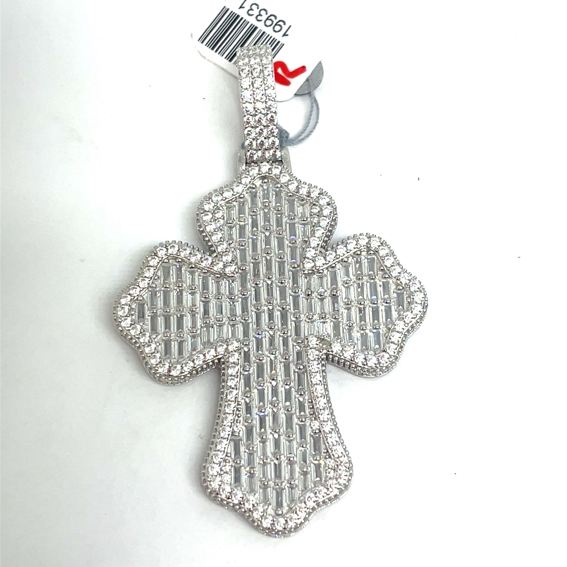 925 Sterling Silver CZ Floral Cross Pendant 16.40g 199331/12
