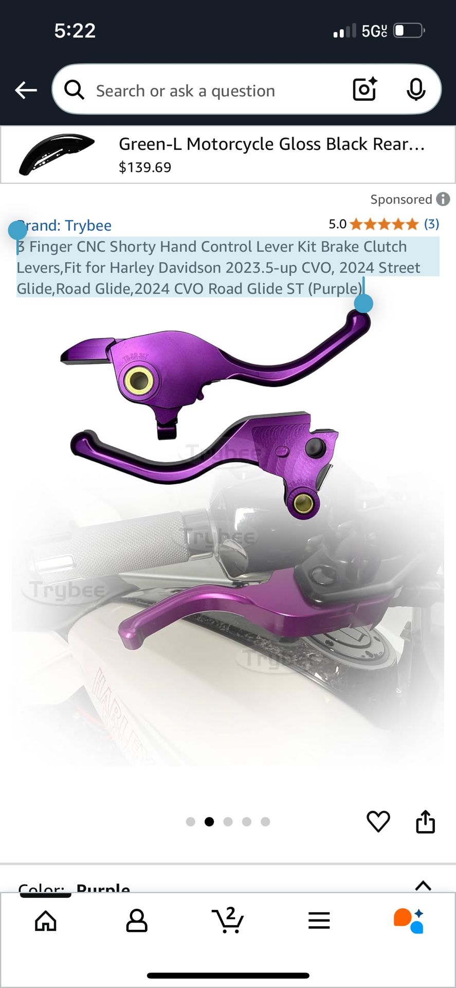 3 Finger CNC Shorty Hand Control Lever Kit Brake Clutch Levers,Fit for Harley Davidson 2023.5-up CVO, 2024 Street Glide,Road Glide,2024 CVO Road Glide
