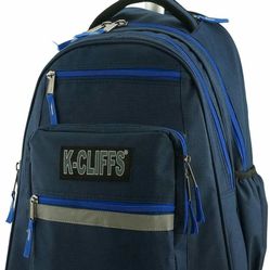 Heavy Duty Rolling Backpack Student School Bag with Wheels Deluxe Trolley Bookbag Wheeled Daypack Multiple Pockets with Safety Reflective Stripe Navy